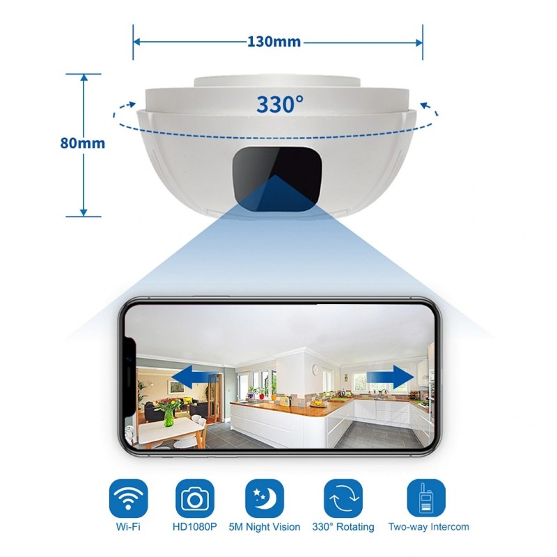 Rauchmelder WIFI-Kamera mit langer Autonomie, um 330° drehbar