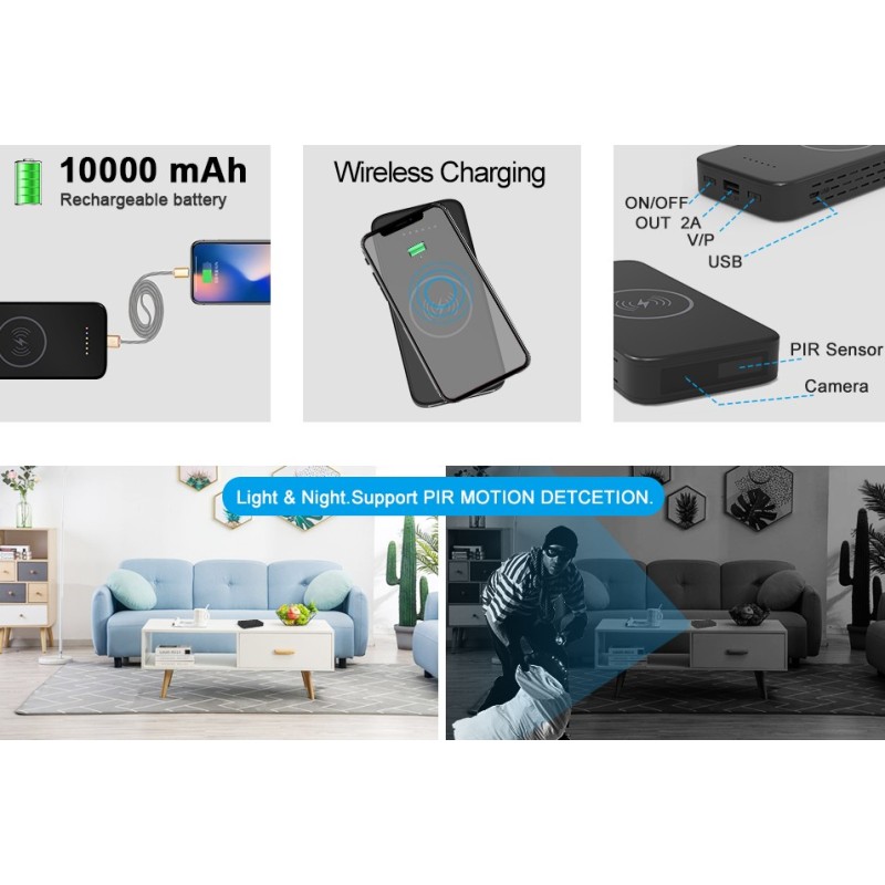 Powerbank-Kamera 180 Tage Bewegungserkennung Full HD